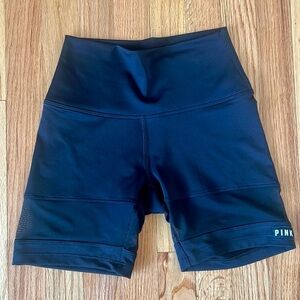 Victoria's Secret Pink black workout shorts with mesh band on the leg size Xs